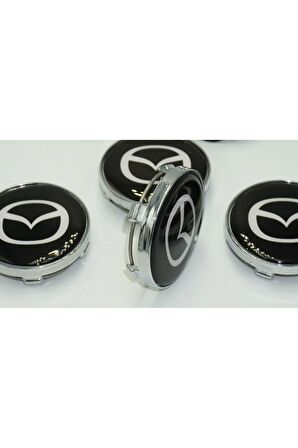 Mazda Jant Göbeği Gümüş Siyah Kapak Seti 60mm