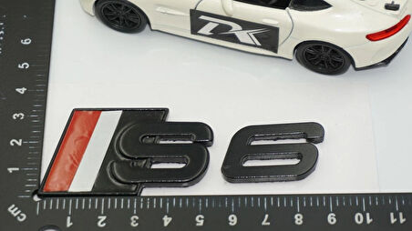 DK Tuning S6 Siyah Gri Kırmızı Bagaj Logo Audi İle Uyumlu