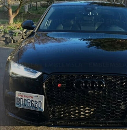 DK Tuning S6 Kırmızı Siyah Ön Panjur Izgara Logo Arma Audi İle Uyumlu