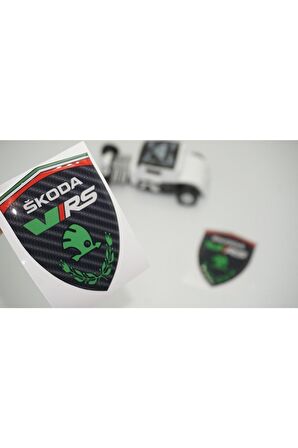 Skoda Vrs Logo Kelebek Cam Çamurluk Yanı Karbon Desen Damla Silikon Amblem