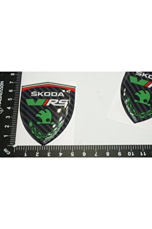 Skoda Vrs Logo Kelebek Cam Çamurluk Yanı Karbon Desen Damla Silikon Amblem