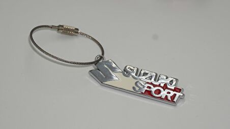 Suzuki Sport Logo Krom Metal Çift Yön Halat Anahtarlık