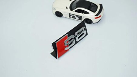 DK Tuning S6 Gümüş Kırmızı 3D Ön Panjur Logo Audi İle Uyumlu