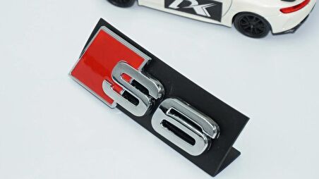 DK Tuning S6 Gümüş Kırmızı 3D Ön Panjur Logo Audi İle Uyumlu