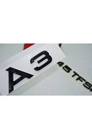 Audi A3 45 Tfsi Parlak Siyah Abs 3m 3d Bagaj Yazı Logo Orjinal Ürün