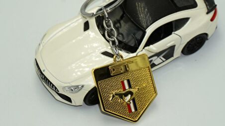 DK Mustang Shelby Gt Koşan At Logo Gold Metal Anahtarlık