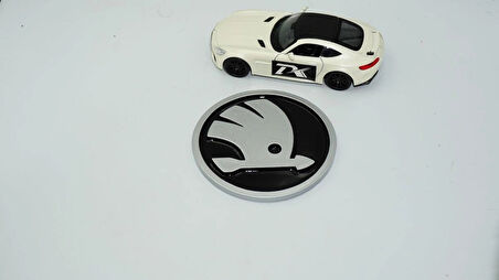 DK Tuning Skoda Ön Kaput 9cm Yeni Nesil Gri Siyah Logo Amblem