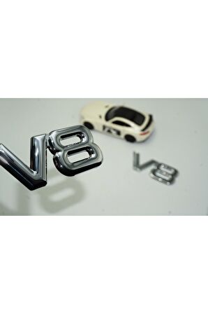 DK V8 Çamurluk Yanı 3M 3D Krom Metal 3M 3D Logo Amblem Seti