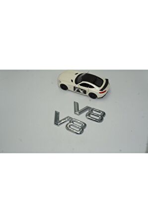 DK V8 Çamurluk Yanı 3M 3D Krom Metal 3M 3D Logo Amblem Seti