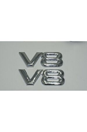 DK V8 Çamurluk Yanı 3M 3D Krom Metal 3M 3D Logo Amblem Seti