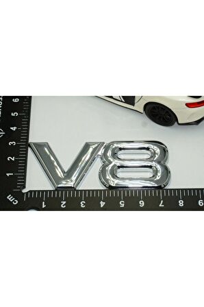 DK V8 Çamurluk Yanı 3M 3D Krom Metal 3M 3D Logo Amblem Seti