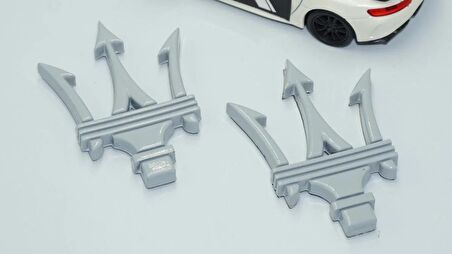 DK Tuning Maserati Yan Kanatlar Gri 3M 3D Rozet Amblem Seti