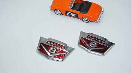 DK Tuning V8 Çamurluk Yanı Yeni Versiyon Krom Metal Logo Amblem Seti