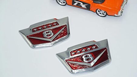 DK Tuning V8 Çamurluk Yanı Yeni Versiyon Krom Metal Logo Amblem Seti