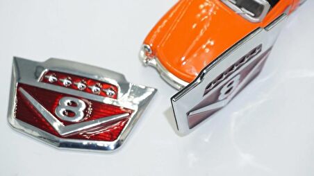 DK Tuning V8 Çamurluk Yanı Yeni Versiyon Krom Metal Logo Amblem Seti