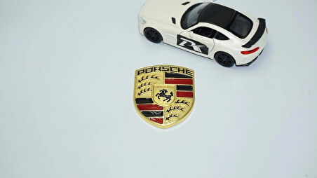 DK Tuning Porsche Logo Kaput Body Gold Metal Logo Amblem Arma