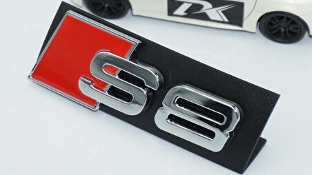DK Tuning S8 Gümüş Kırmızı 3D Ön Panjur Logo Audi İle Uyumlu