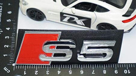 DK Tuning S5 Gümüş Kırmızı 3D Ön Panjur Logo Audi İle Uyumlu