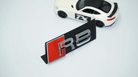 DK Tuning R8 Gümüş Kırmızı 3D Ön Panjur Logo Audi İle Uyumlu
