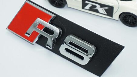 DK Tuning R8 Gümüş Kırmızı 3D Ön Panjur Logo Audi İle Uyumlu