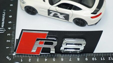 DK Tuning R8 Gümüş Kırmızı 3D Ön Panjur Logo Audi İle Uyumlu
