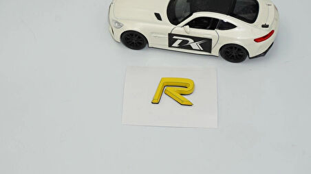 DK Tuning R Rozet Sarı 2.2cm Bagaj Yazı Logo Arma Volvo ile Uyumlu