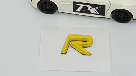 DK Tuning R Rozet Sarı 2.2cm Bagaj Yazı Logo Arma Volvo ile Uyumlu