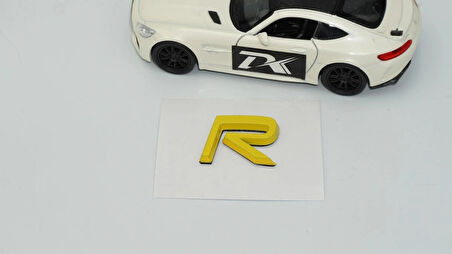DK Tuning R Rozet Sarı 2.5cm Bagaj Yazı Logo Arma Volvo ile Uyumlu
