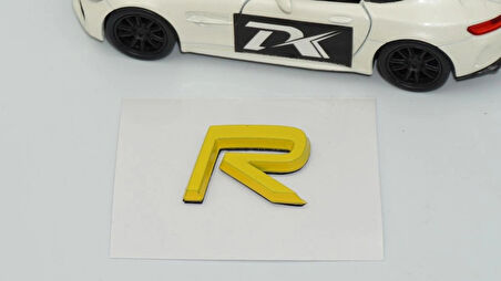 DK Tuning R Rozet Sarı 2.5cm Bagaj Yazı Logo Arma Volvo ile Uyumlu