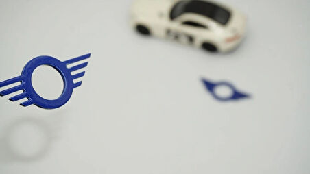 DK Tuning Mini Cooper Kapı Pimi Çerçeveleri Mavi ABS Logo Arma Seti