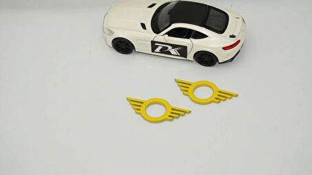 DK Tuning Mini Cooper Kapı Pimi Çerçeveleri Sarı ABS Logo Arma Seti