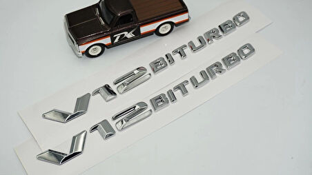 DK Tuning Benz V12 Kompressor Çamurluk Yanı Krom Logo Amblem 2 Li Set