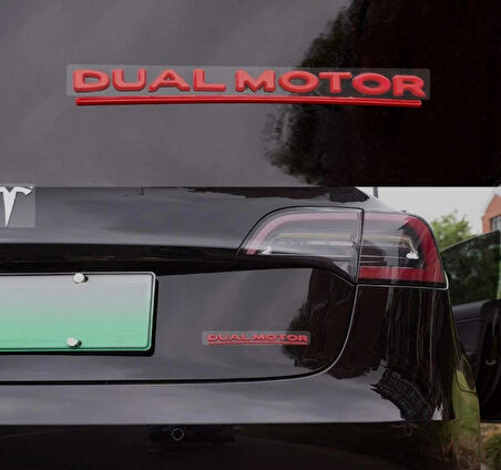 DK Tuning Tesla Dual Motor Bagaj Kırmızı Yazı Logo Arma