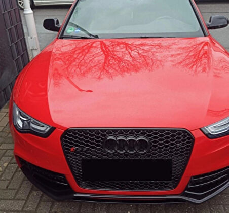 DK Tuning RS4 Siyah Kırmızı Ön Panjur Logo Arma Audi İle Uyumlu