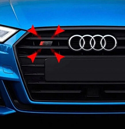 DK Tuning S5 Siyah Sarı Ön Panjur Logo Arma Audi İle Uyumlu