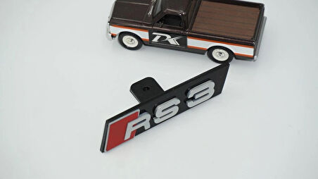 DK Tuning RS3 Gri Kırmızı Ön Panjur Izgara Logo Arma Audi İle Uyumlu