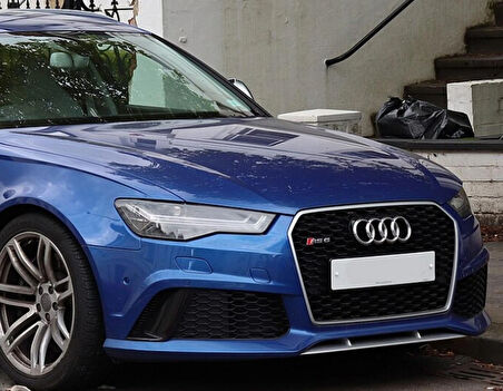 DK Tuning RS6 Gri Kırmızı Ön Panjur Logo Arma Audi İle Uyumlu