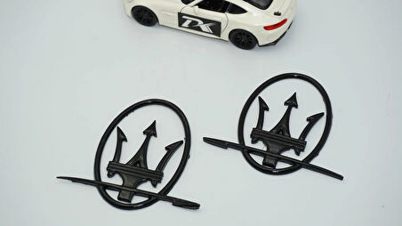 DK Tuning Maserati Yan Kanatlar Çemberli Siyah Rozet Amblem Seti