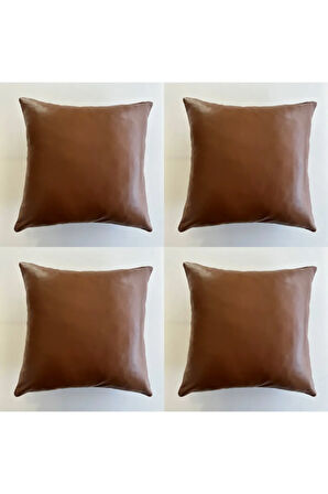 Çift Taraflı Gerçek Deri Yastık Kılıfı 40x40 4'lü