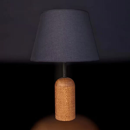 DOĞAL KAHVERENGİ AHŞAPLI ABAJUR SİYAH ŞAPKALI