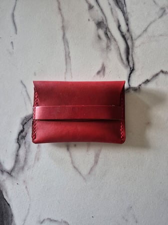 Gogo Kadın Kartlık Hakiki Deri El Yapımı Kırmızı 11x7 cm