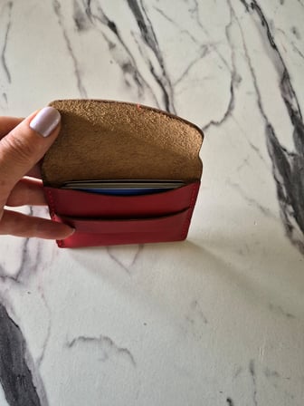 Gogo Kadın Kartlık Hakiki Deri El Yapımı Kırmızı 11x7 cm