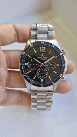 Daniel Klein Çelik Kordon Erkek Kol Saati Gri Siyah Bezelli 