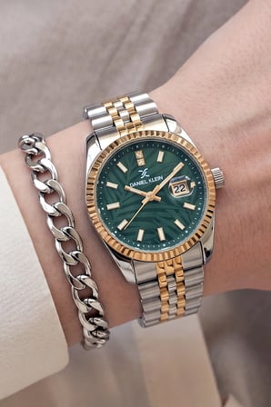 Yeni Model Jübile Bilezik Takvimli ,Yeşil Kadranlı Kadın Kol Saati, Zincir Bileklik Hediyeli
