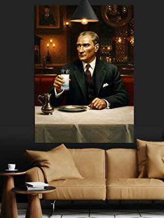 Masada Oturan Atatürk Dekoratif Kanvas - Mdf Ahşap Tablo