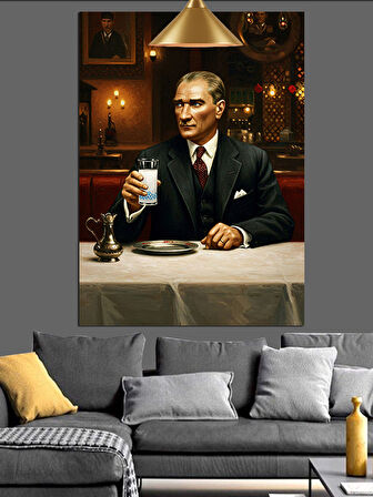 Masada Oturan Atatürk Dekoratif Kanvas - Mdf Ahşap Tablo