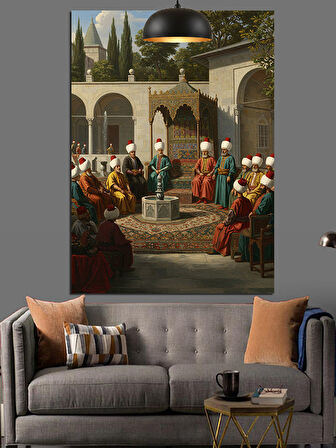 Osmanlı Divan Sohbet Dekoratif Kanvas - Mdf Ahşap Tablo