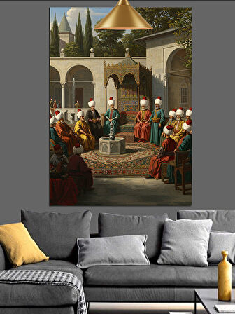 Osmanlı Divan Sohbet Dekoratif Kanvas - Mdf Ahşap Tablo