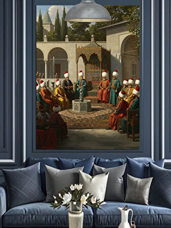 Osmanlı Divan Sohbet Dekoratif Kanvas - Mdf Ahşap Tablo