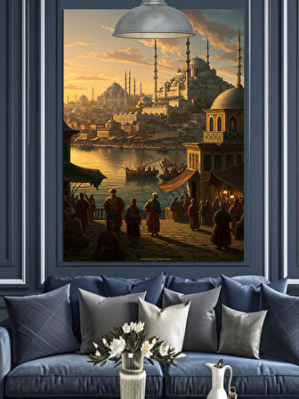 İstanbul Cami Manzarası Dekoratif Kanvas - Mdf Ahşap Tablo